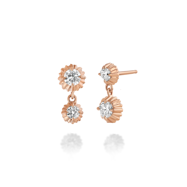 Lizzie Mandler Fluted Button Alternating Drop Studs