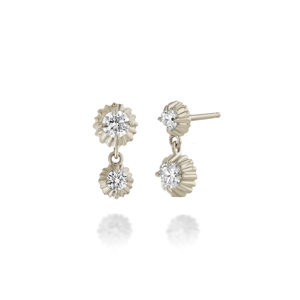 Lizzie Mandler Fluted Button Alternating Drop Studs