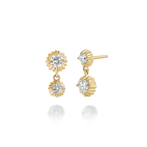 Lizzie Mandler Fluted Button Alternating Drop Studs