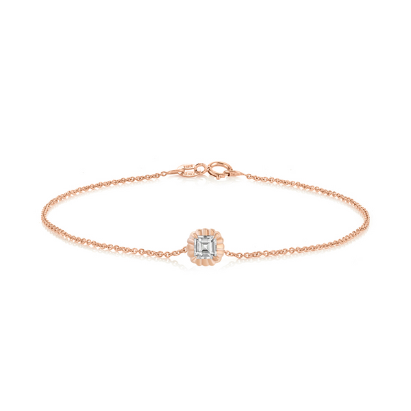 Lizzie Mandler Fluted Button Bracelet With Carre Diamond