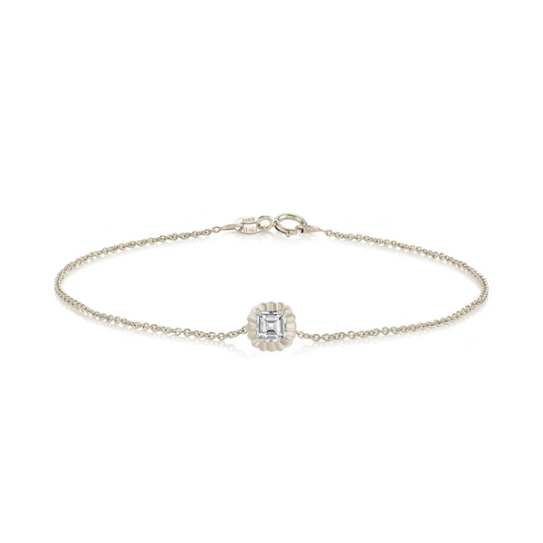 Lizzie Mandler Fluted Button Bracelet With Carre Diamond