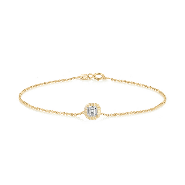 Lizzie Mandler Fluted Button Bracelet With Carre Diamond