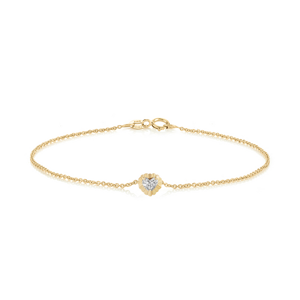 Lizzie Mandler Fluted Button Bracelet With Heart Diamond