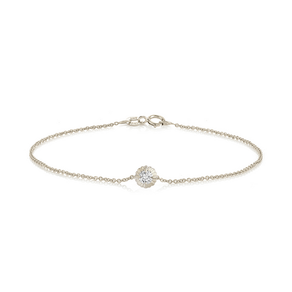 Lizzie Mandler Fluted Button Bracelet With Round Diamond