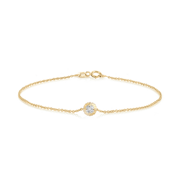 Lizzie Mandler Fluted Button Bracelet With Round Diamond