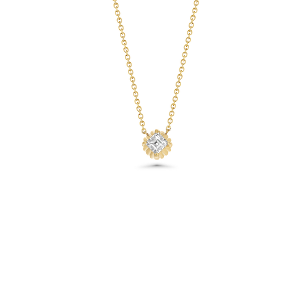 Lizzie Mandler Fluted Button Necklace With Carre Cut Diamond