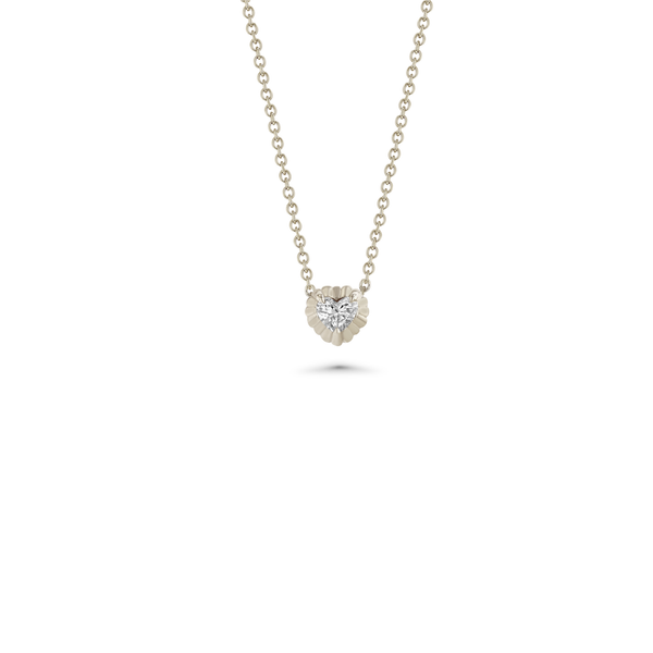 Lizzie Mandler Fluted Button Necklace With Heart Cut Diamond