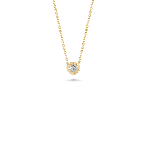 Lizzie Mandler Fluted Button Necklace With Heart Cut Diamond
