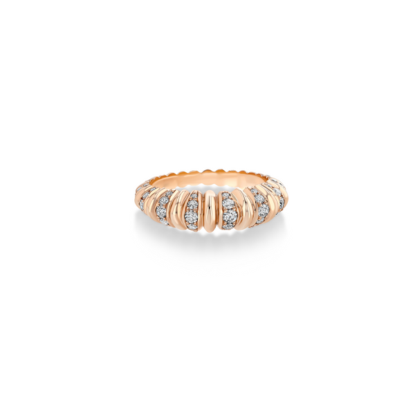 Lizzie Mandler Fluted Crescent Ring With Pavé Stripes