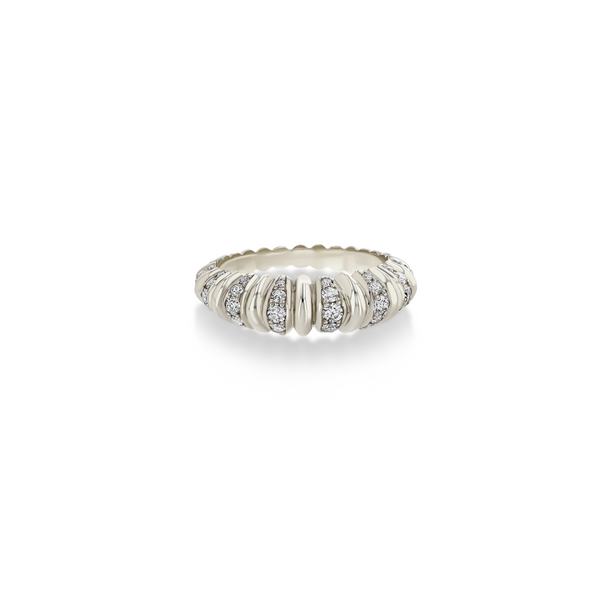 Lizzie Mandler Fluted Crescent Ring With Pavé Stripes