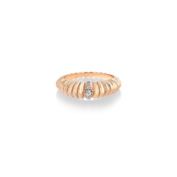 Lizzie Mandler Fluted Crescent Ring With Single Pavé Stripe
