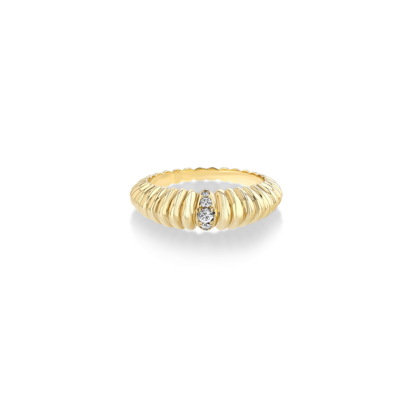 Lizzie Mandler Fluted Crescent Ring with Single Pavé Stripe
