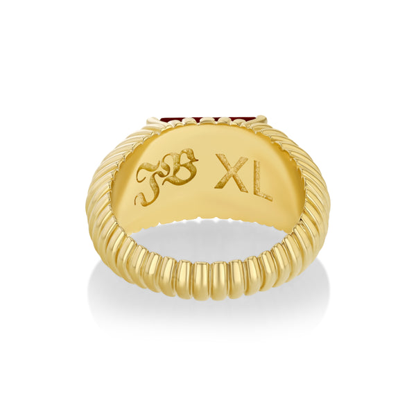 Lizzie Mandler Fluted Ring With Emerald Cut Ruby Center Stone