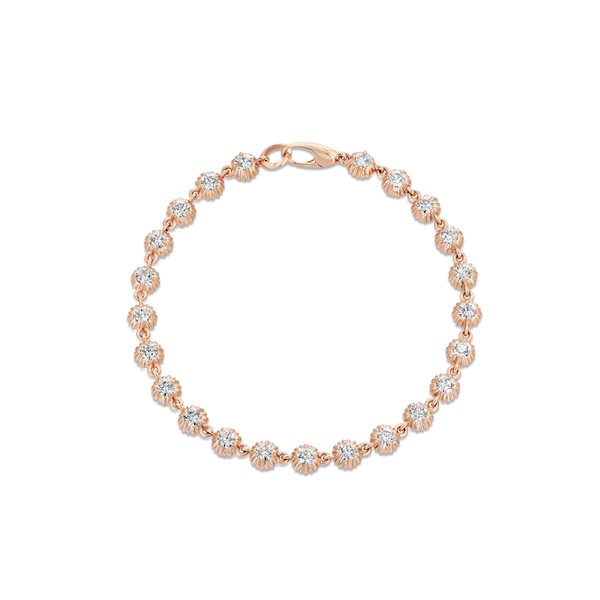 Lizzie Mandler Fluted Round Button Tennis Bracelet With White Diamonds