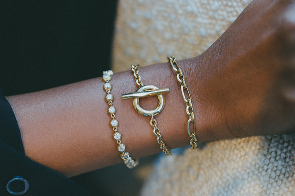 Lizzie Mandler Fluted Round Button Tennis Bracelet With White Diamonds