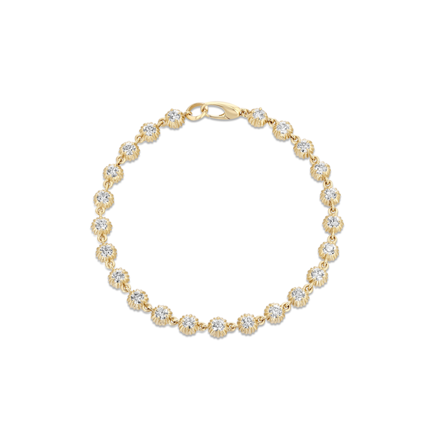 Lizzie Mandler Fluted Round Button Tennis Bracelet With White Diamonds