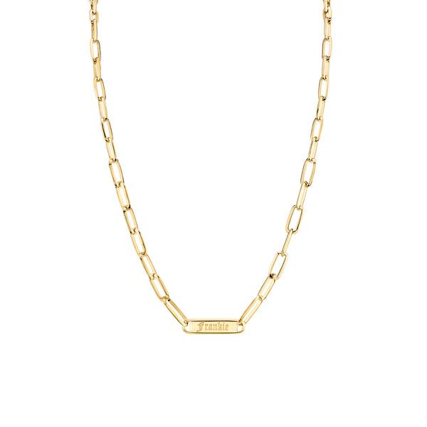 Lizzie Mandler Graduated Knife Edge Oval Link Chain Nameplate Necklace