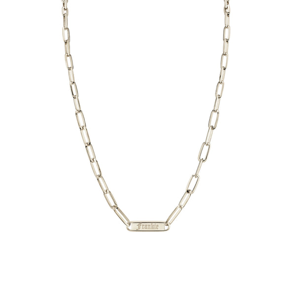 Lizzie Mandler Graduated Knife Edge Oval Link Chain Nameplate Necklace