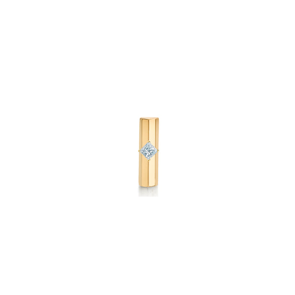 Lizzie Mandler Knife Edge Bar Stud with Princess Diamond
