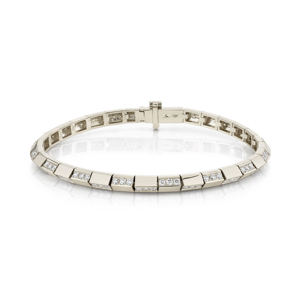 Lizzie Mandler Knife Edge Bar Tennis Link Bracelet With Alternating Pavé