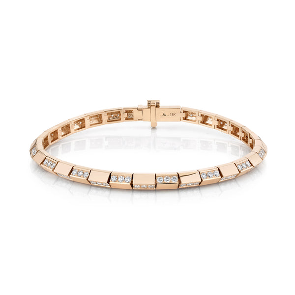 Lizzie Mandler Knife Edge Bar Tennis Link Bracelet With Alternating Pavé