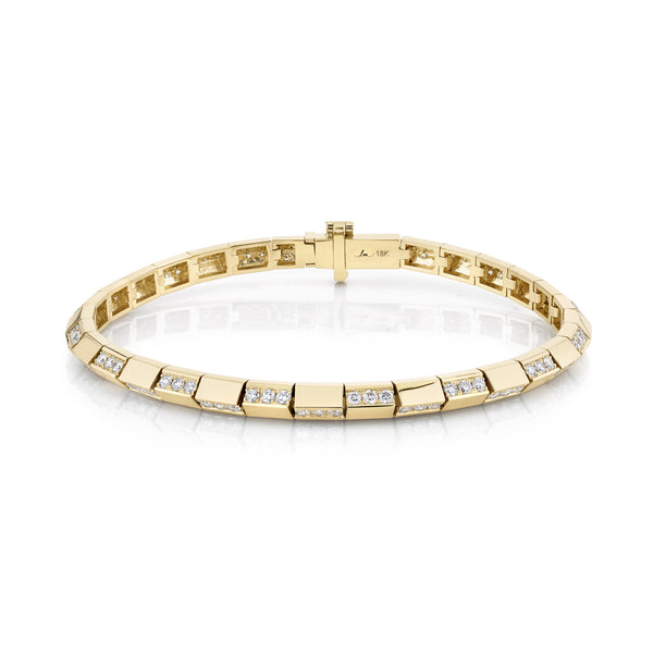 Lizzie Mandler Knife Edge Bar Tennis Link Bracelet with Alternating Pavé