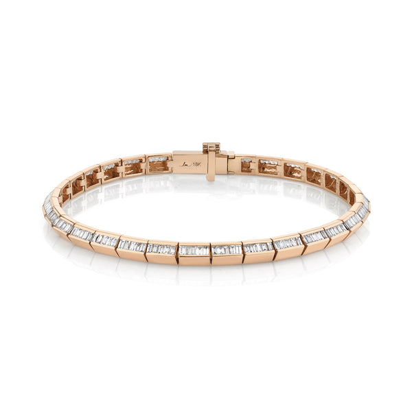 Lizzie Mandler Knife Edge Bar Tennis Link Bracelet With Baguette Diamonds