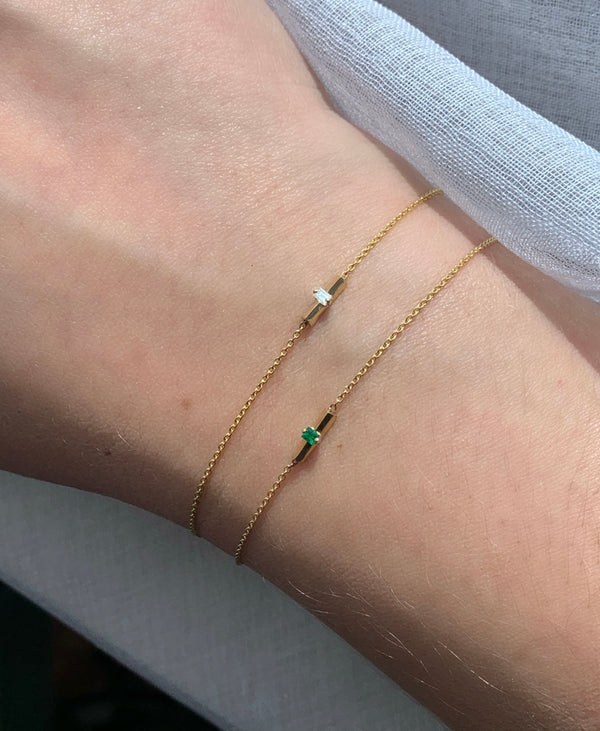 Lizzie Mandler Knife Edge Emerald Baguette Bar Bracelet