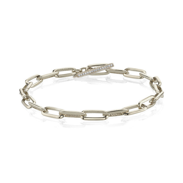 Lizzie Mandler Knife Edge Oval Link Chain Bracelet With Diamond Toggle