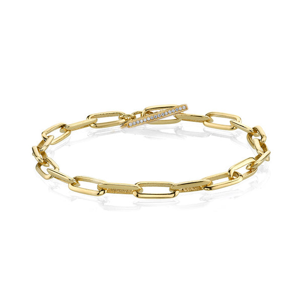 Lizzie Mandler Knife Edge Oval Link Chain Bracelet with Diamond Toggle