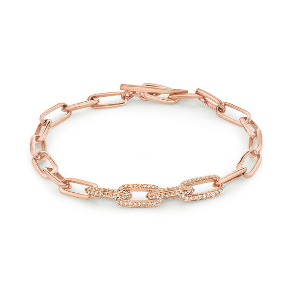 Lizzie Mandler Knife Edge Oval Link Chain Bracelet With Four Pave Links