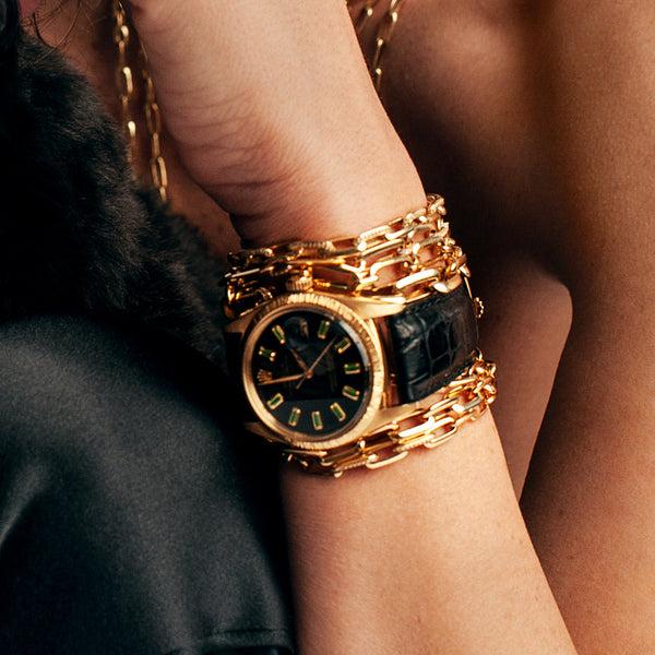 Lizzie Mandler Knife Edge Oval Link Chain Bracelet With Four Pave Links