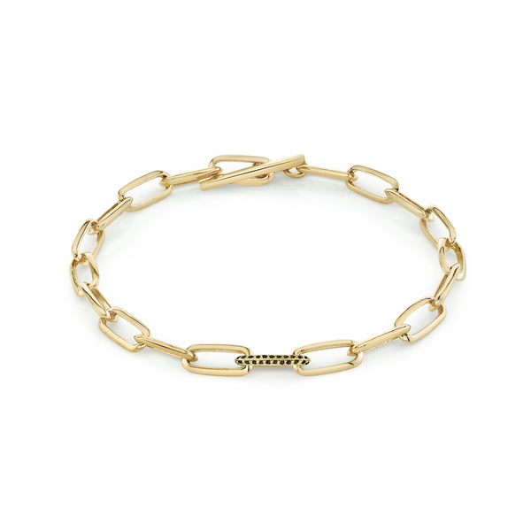 Lizzie Mandler Knife Edge Oval Link Chain Bracelet With Single Pave Link