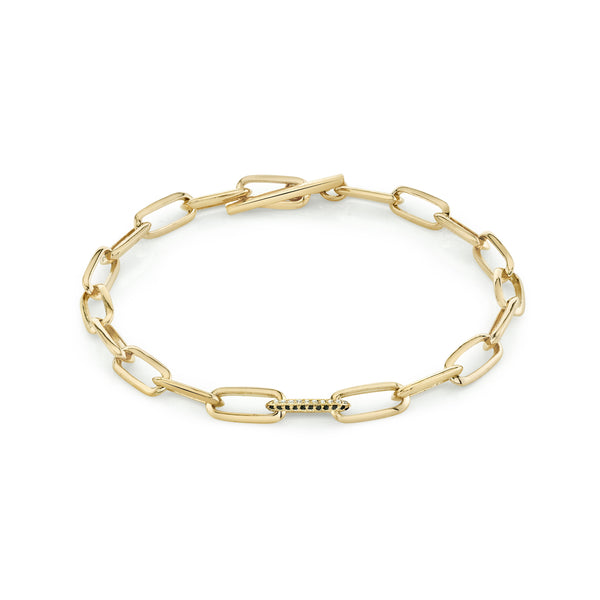 Lizzie Mandler Knife Edge Oval Link Chain Bracelet With Single Pave Link