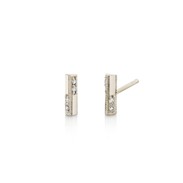 Lizzie Mandler Knife Edge Stud With White Diamond Switch Pave