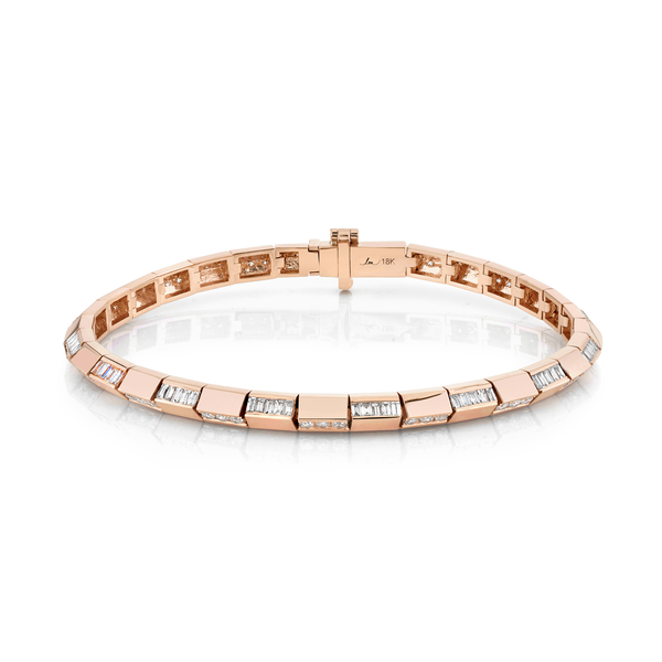 Lizzie Mandler Knife Edge Tennis Bracelet With Alternating Baguette And Pavé Links
