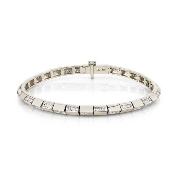 Lizzie Mandler Knife Edge Tennis Bracelet With Alternating Baguette And Pavé Links