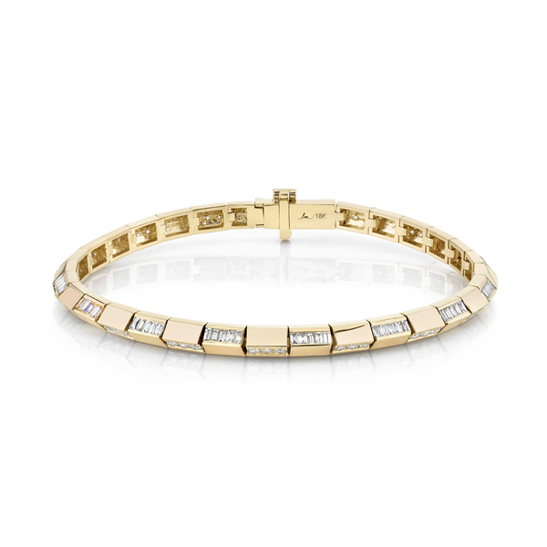 Lizzie Mandler Knife Edge Tennis Bracelet with Alternating Baguette and Pavé Links