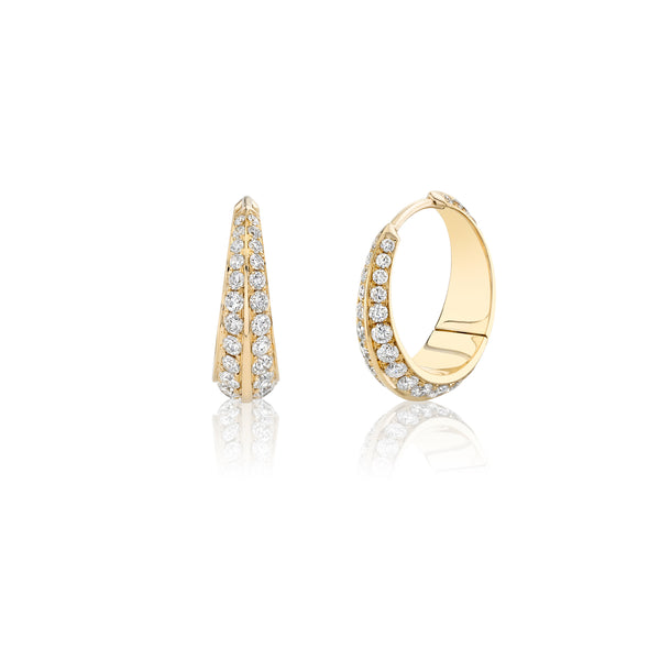 Lizzie Mandler Large Crescent Hoops with Double Sided Pave