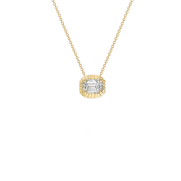 Lizzie Mandler Large Emerald Cut Fluted Pendant Necklace