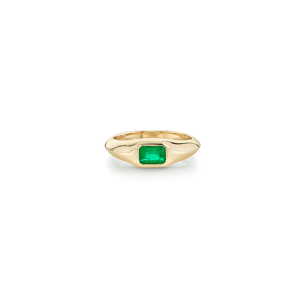 Lizzie Mandler Large Emerald Signet Knife Edge Pinky Ring