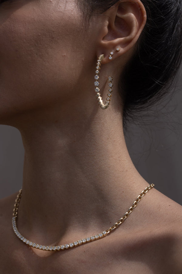 Lizzie Mandler Large Graduated Diamonds Compass Hoops