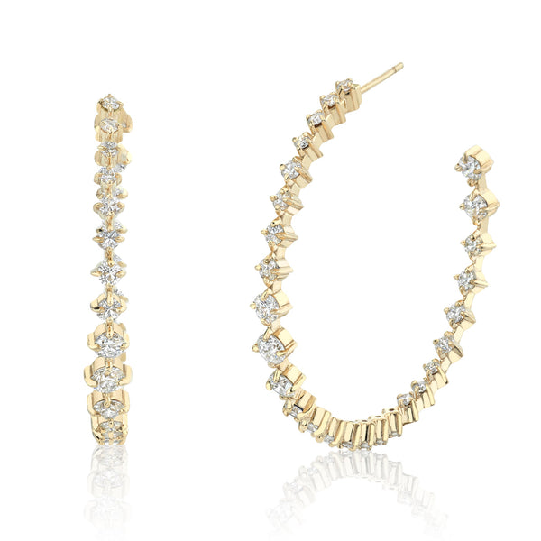 Lizzie Mandler Large Graduated Diamonds Compass Hoops