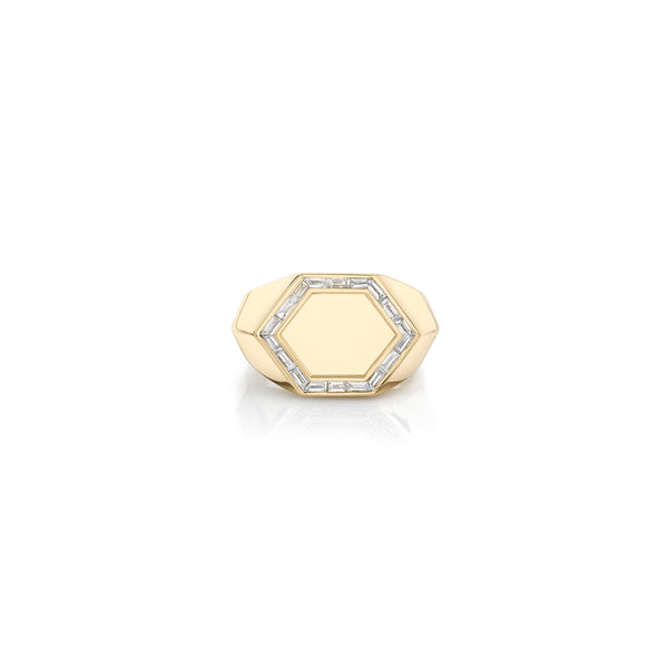 Lizzie Mandler Baguette Hexagon Signet Ring