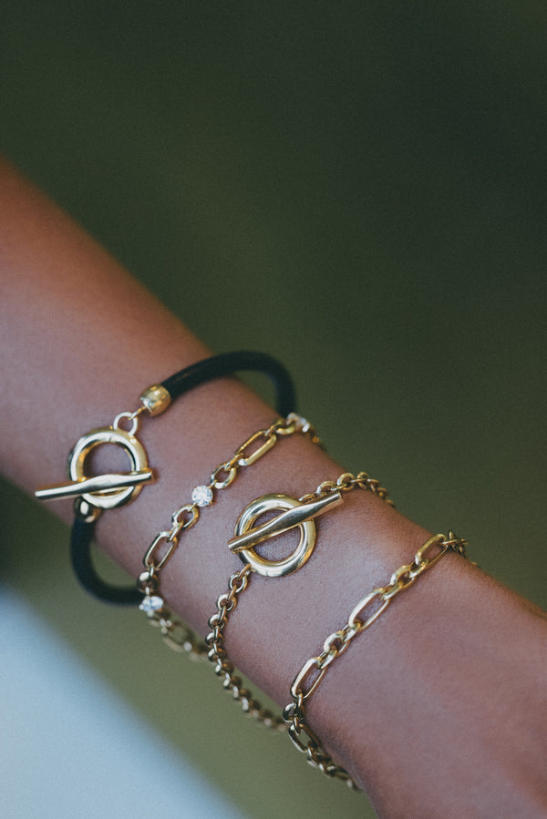 Lizzie Mandler Black Leather Chord Toggle Bracelet