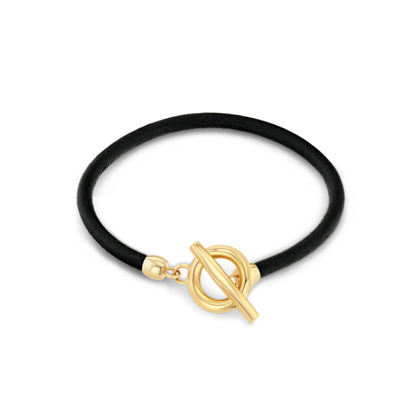 Lizzie Mandler Black Leather Chord Toggle Bracelet