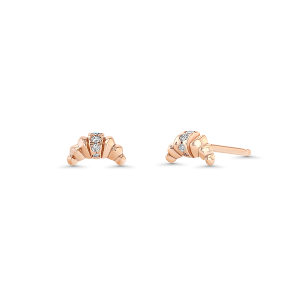 Lizzie Mandler Croissant Stud With Center Pavé Row