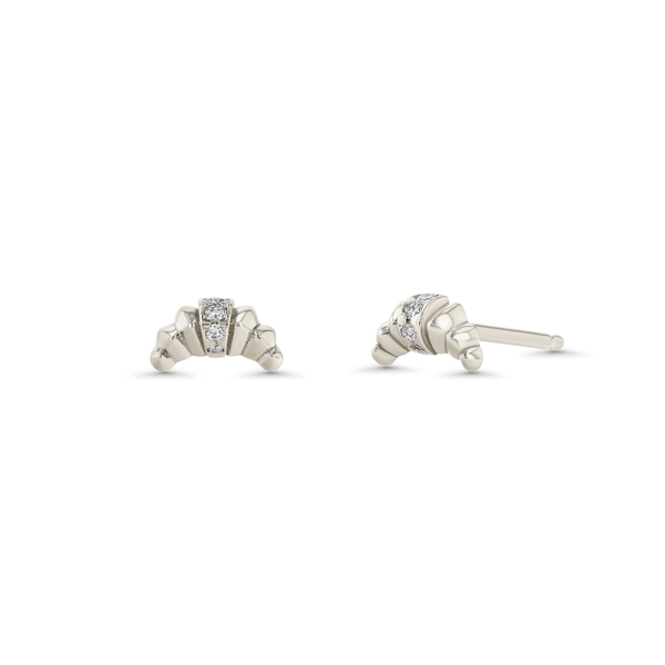 Lizzie Mandler Croissant Stud With Center Pavé Row