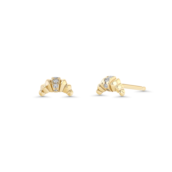 Lizzie Mandler Croissant Stud with Center Pavé Row