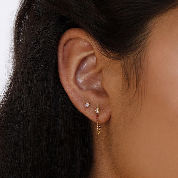 Lizzie Mandler Diamond Cable Chain Huggies